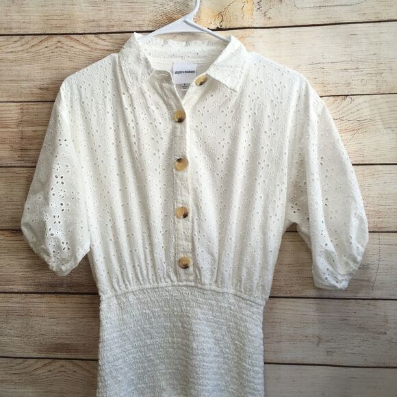 SKYLAR‎ + MADISON BOSS BABE DRESS IN WHITE EYELET - Picture 7 of 8